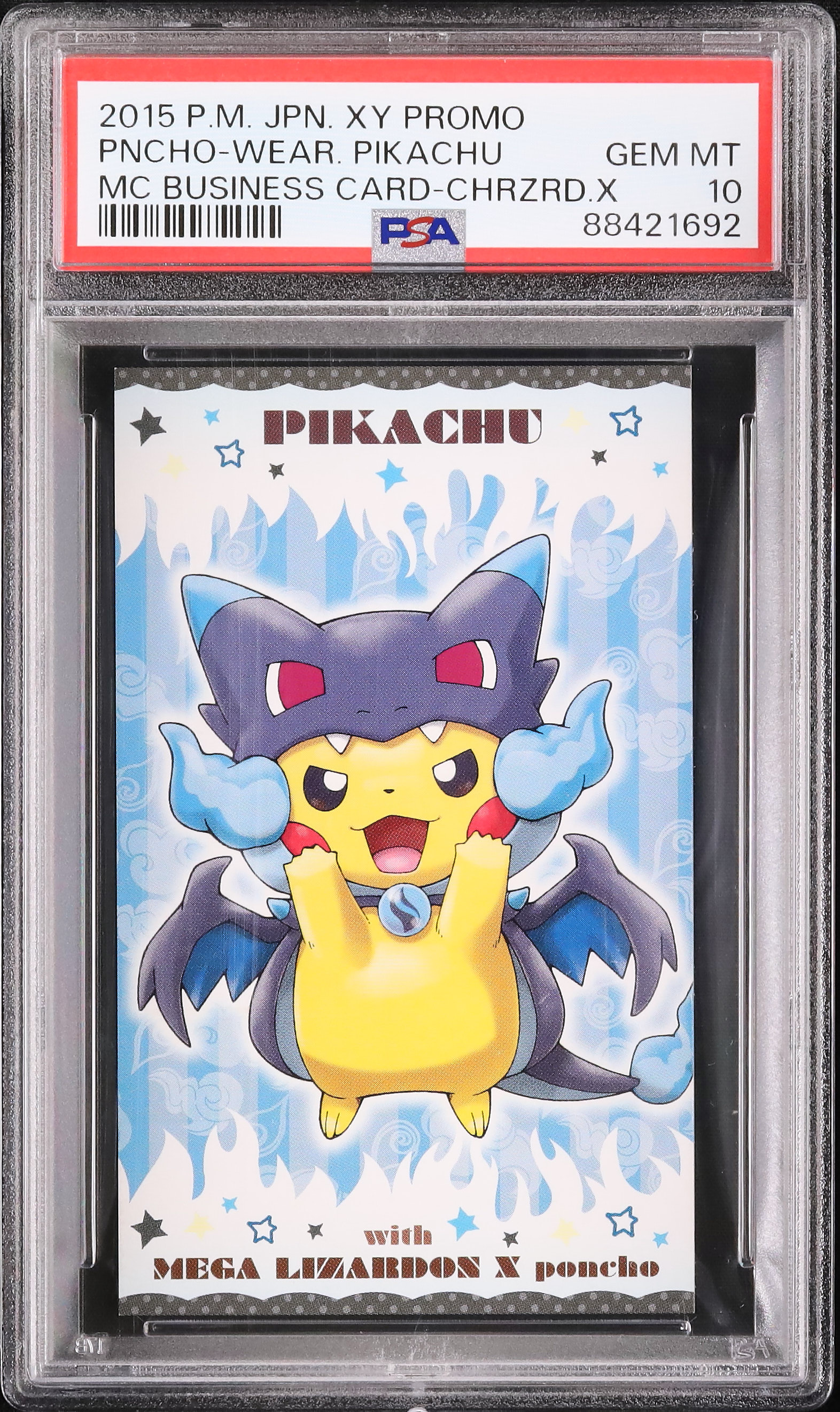 2015 Poncho-Wearing Pikachu (Mega Charizard X) PSA 10 - Cardova Japan