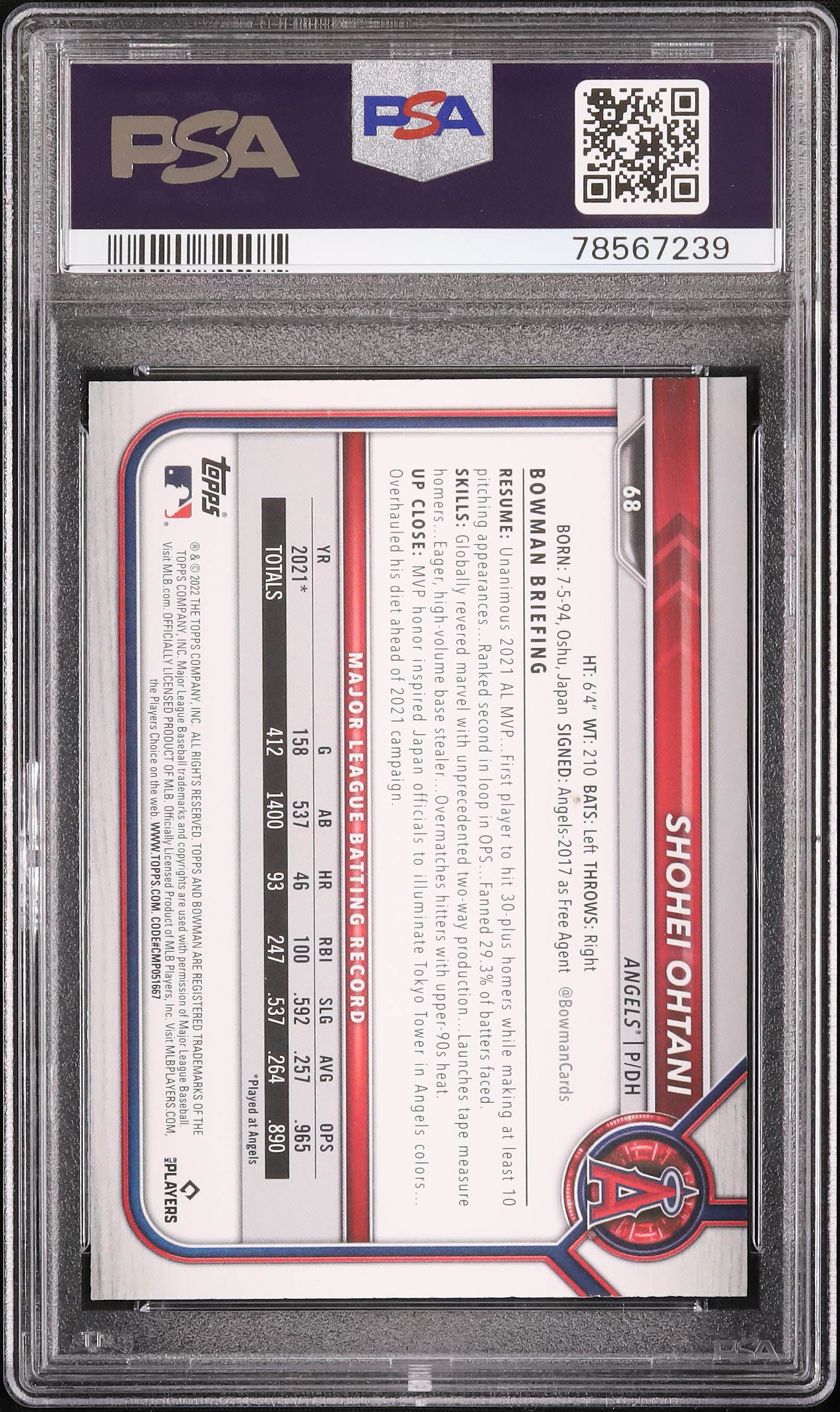 2022 大谷翔平 PSA 9 - カルドバ