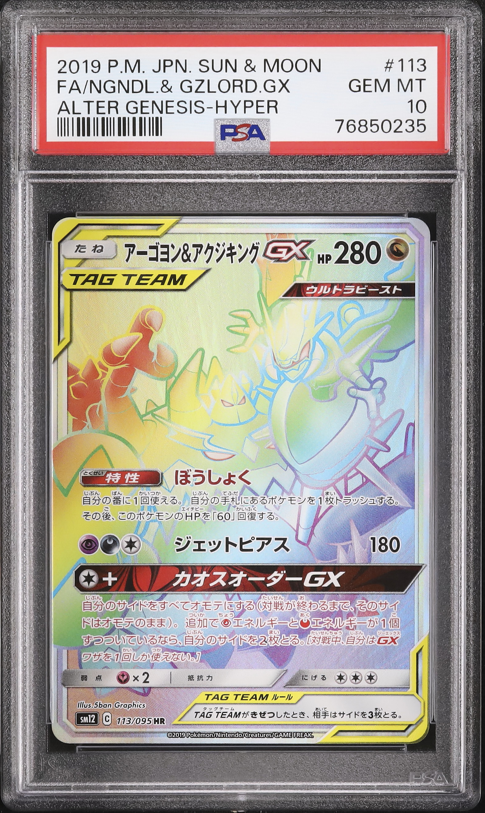 2019 アーゴヨン&アクジキングGX PSA 10 フルアート - カルドバ