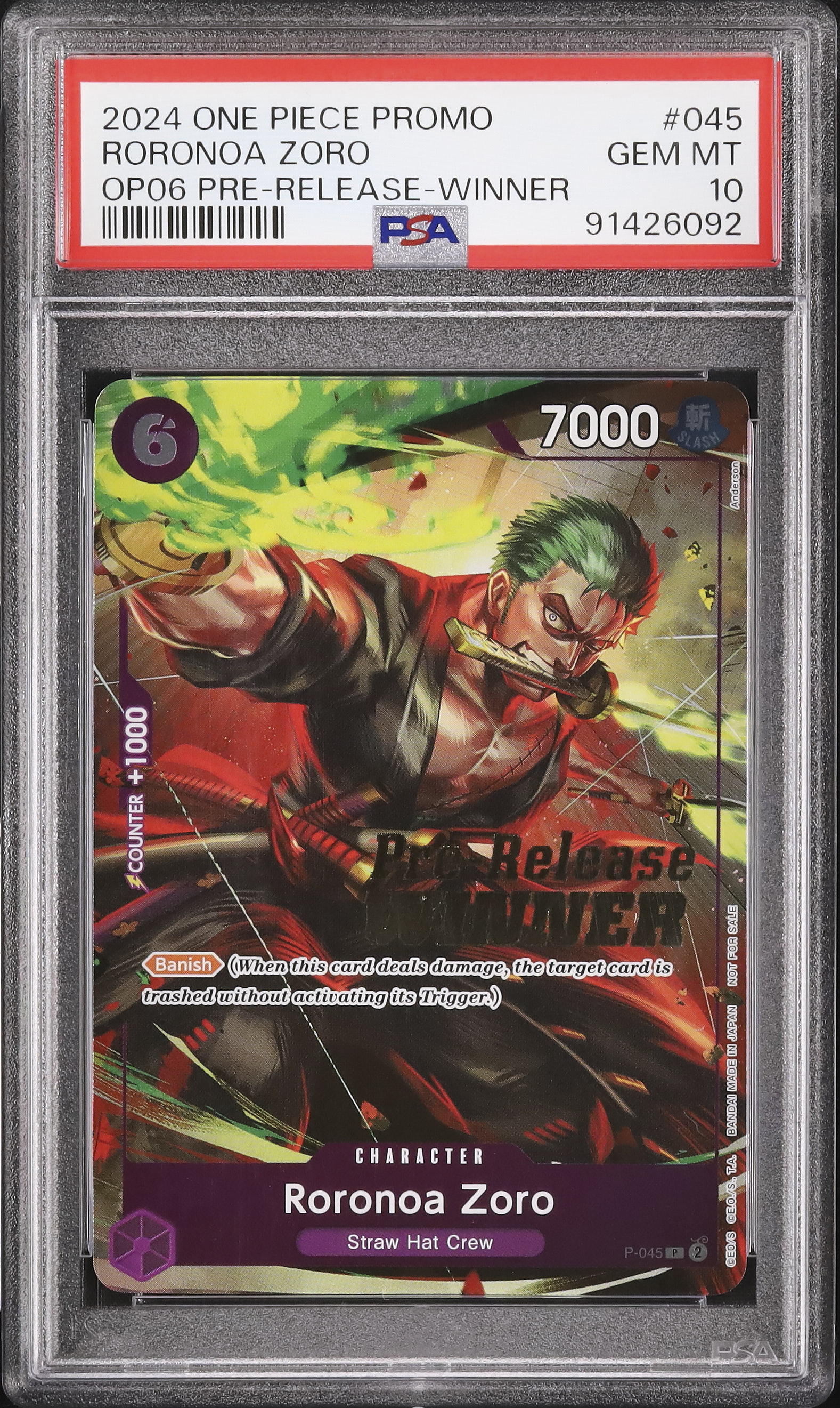 2024 Roronoa Zoro PSA 10 