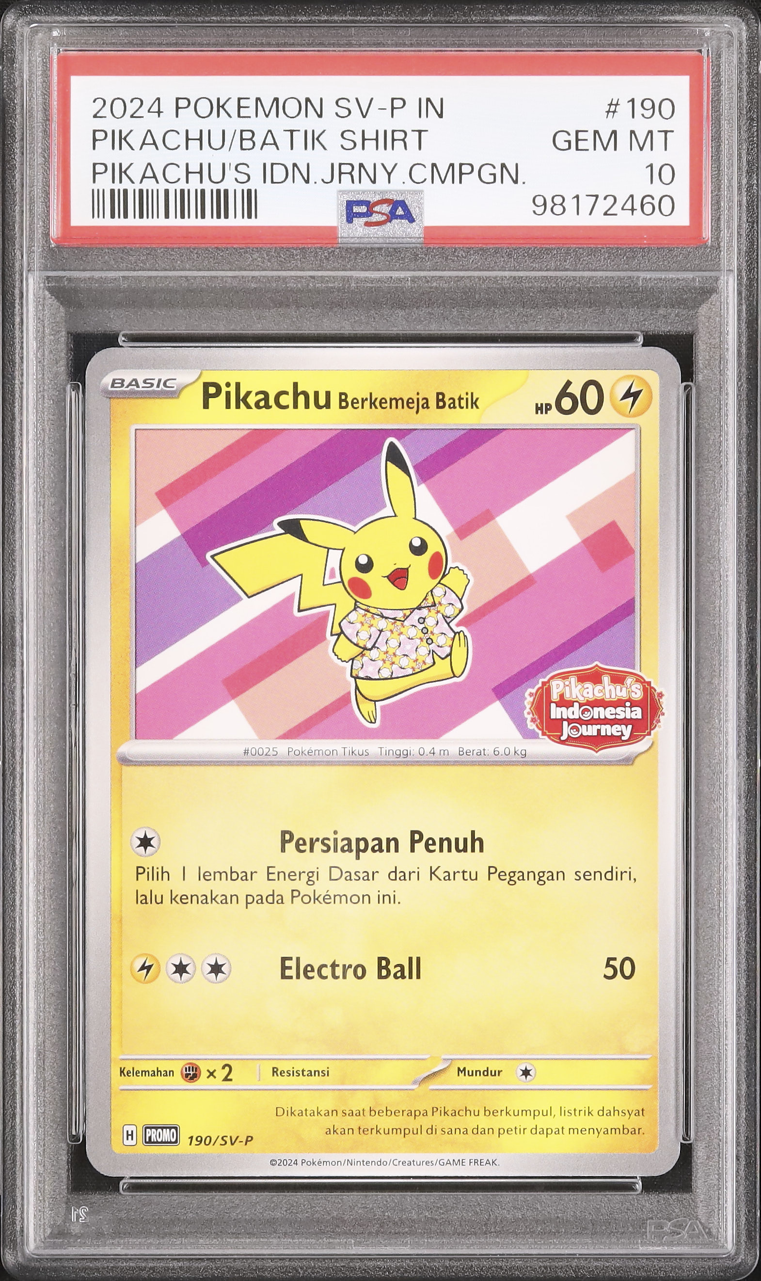 2024 Pikachu Batik Shirt PSA 10 - Cardova Japan