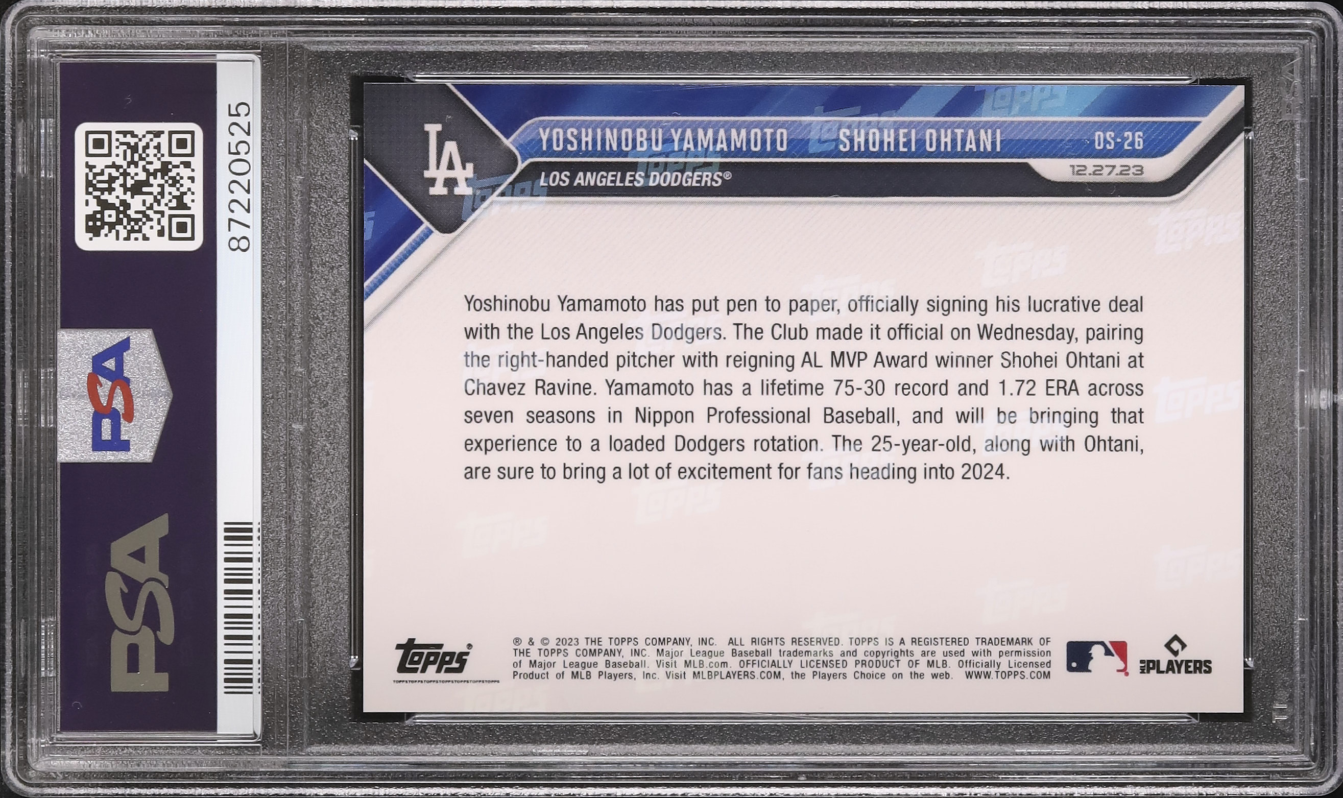 PSA10 大谷翔平 山本由伸 ドジャース 入団会見 2023 Topps Topps 