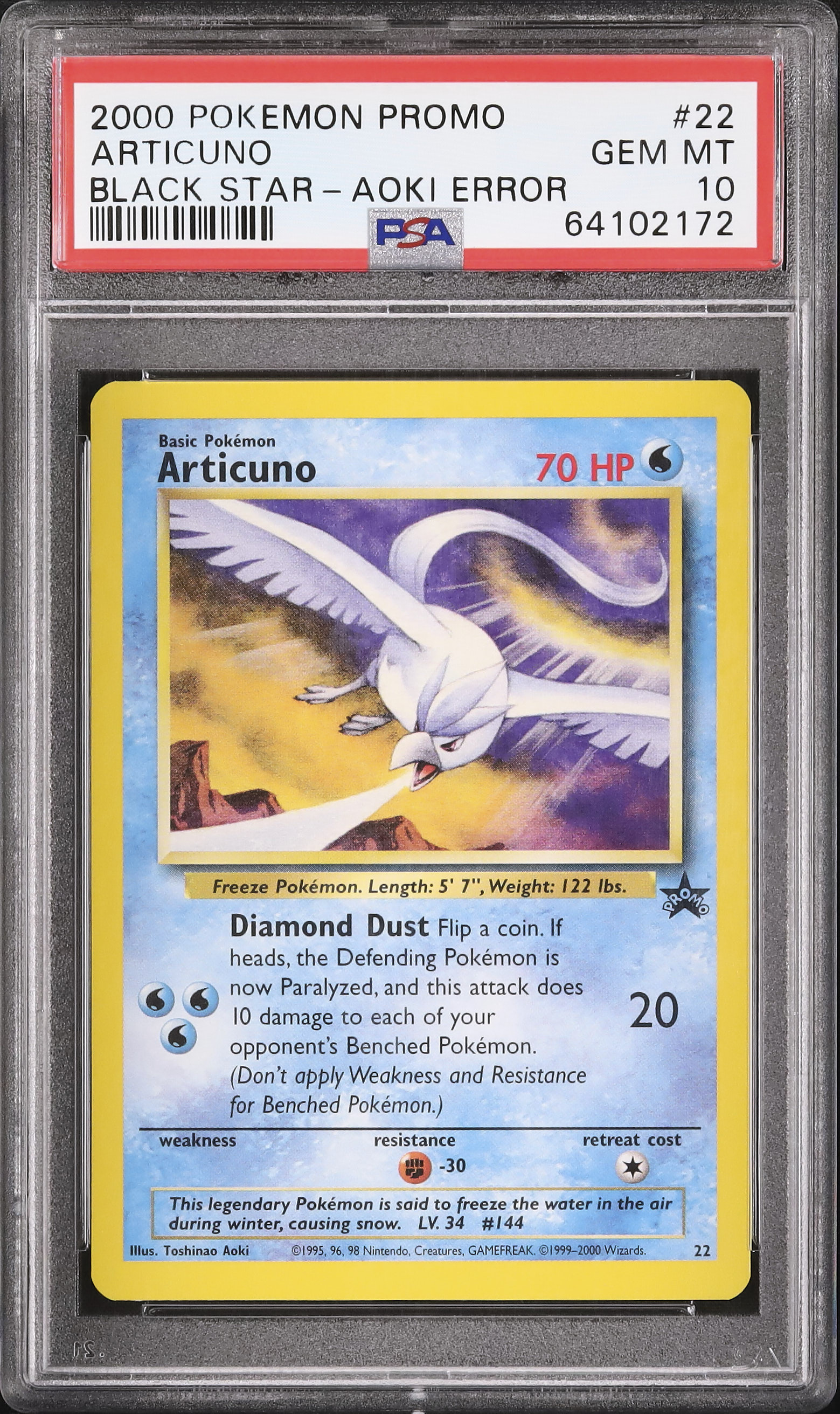 2000 Articuno PSA 10 Aoki Error