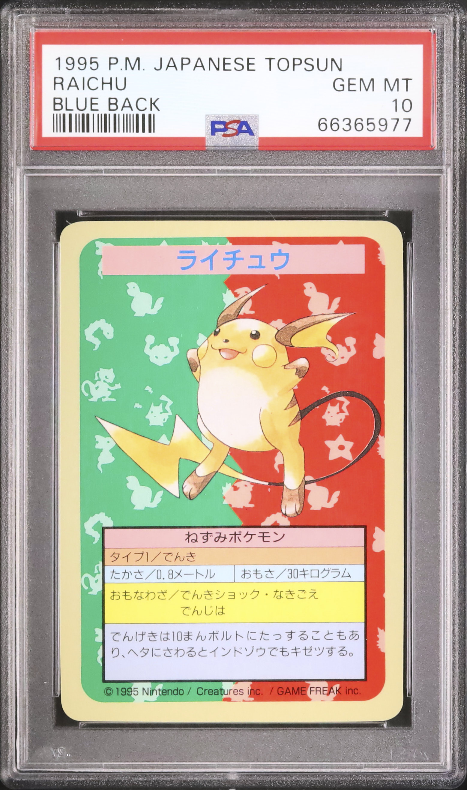 1997 ライチュウ PSA 10 ブルーバック - カルドバ