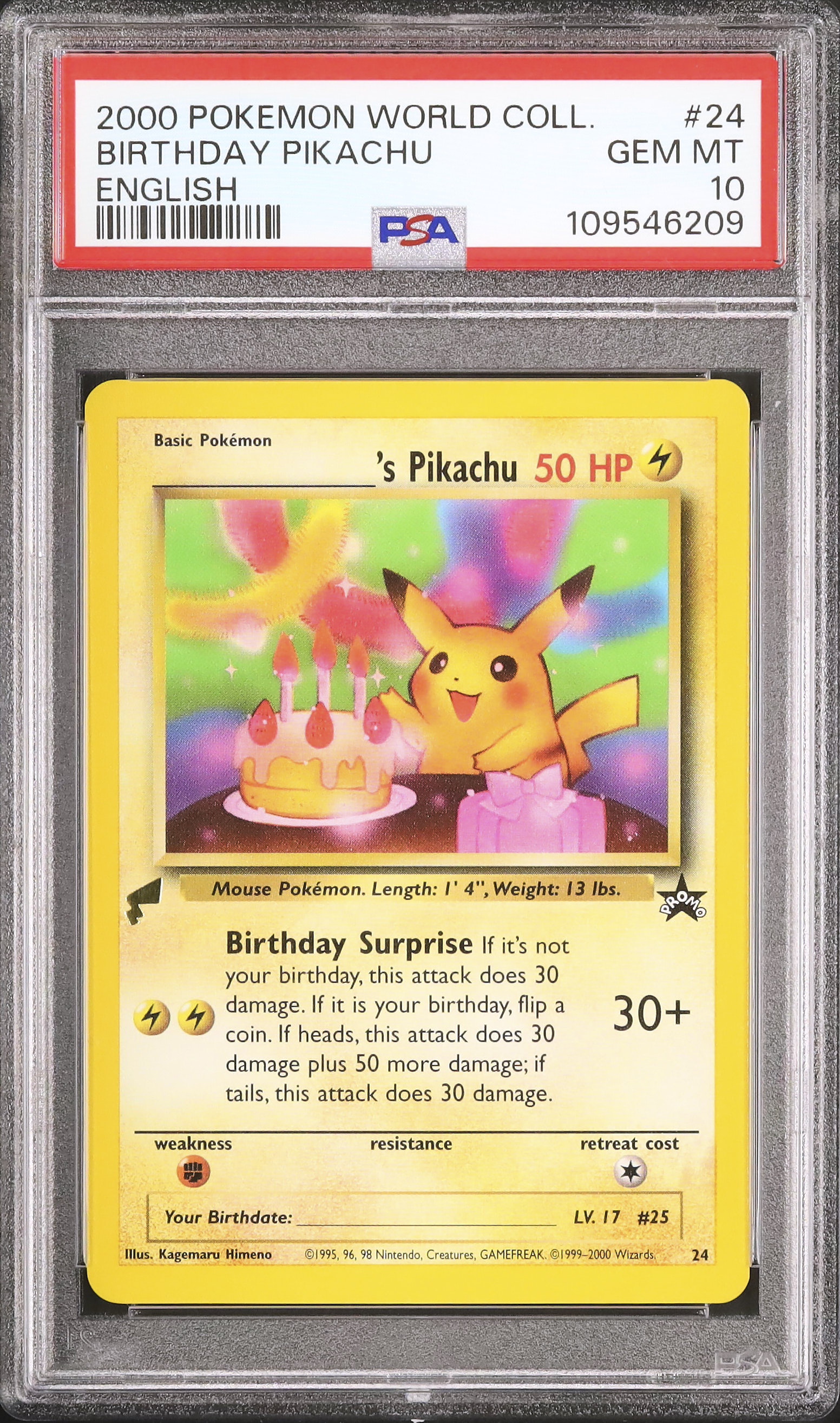 2000 _のピカチュウ (お誕生日) PSA 10 - カルドバ