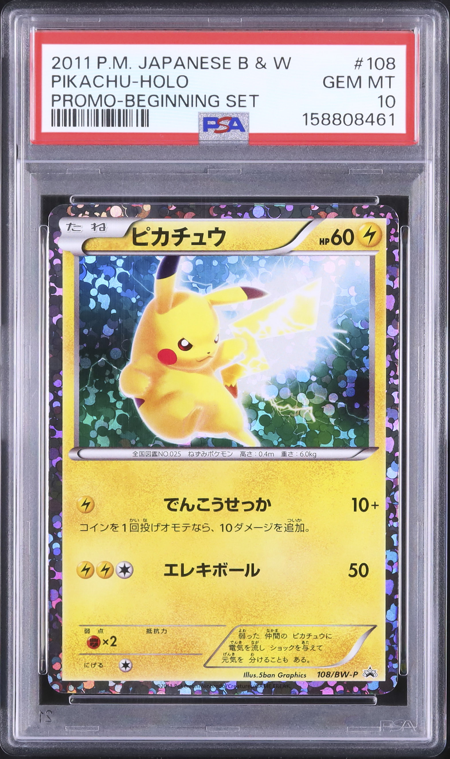PSA鑑定 ピカチュウ ホロカード 2011 ピカチュウ PSA 10 ホロ - カルドバ