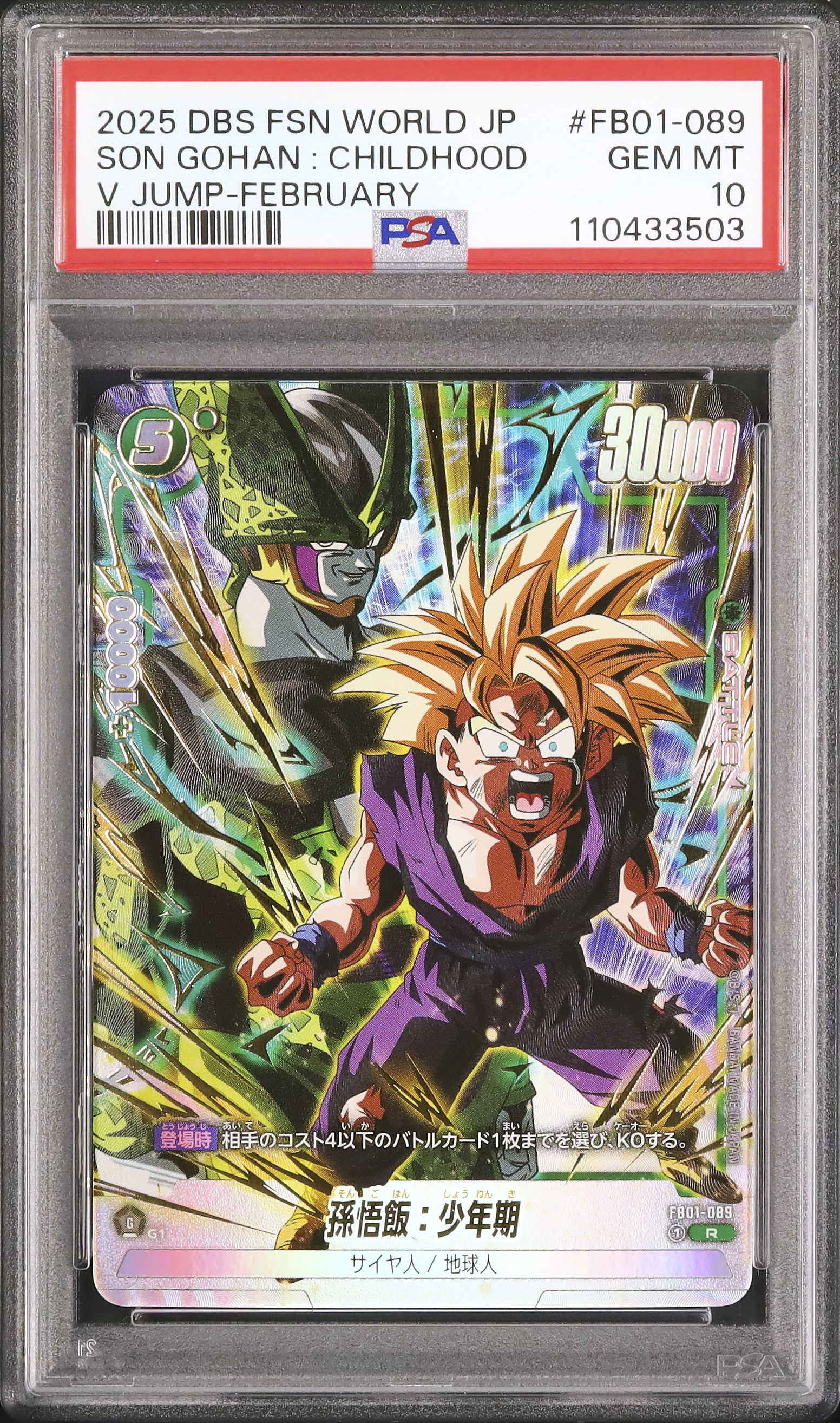 PSA10 希少 ドラゴンボール トランプ　孫悟飯 ドラゴンボールカード 孫悟飯：少年期 リーダーパラレル PSA10