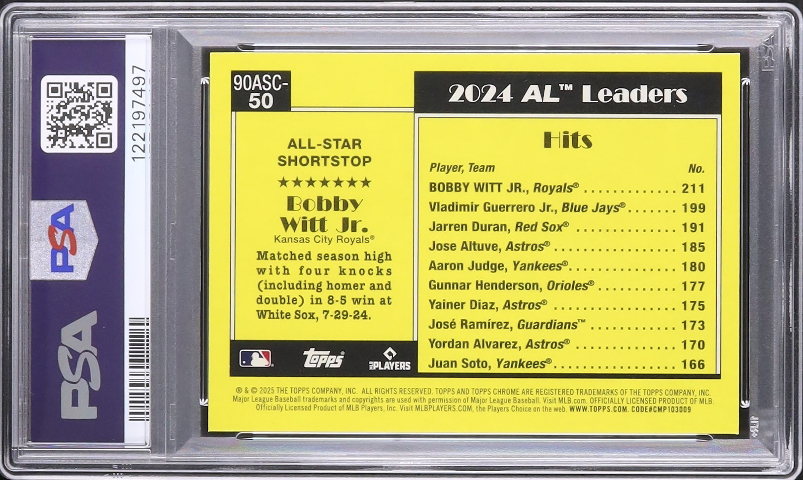 2025 ボビー・ウィット・ジュニア PSA 10 - カルドバ