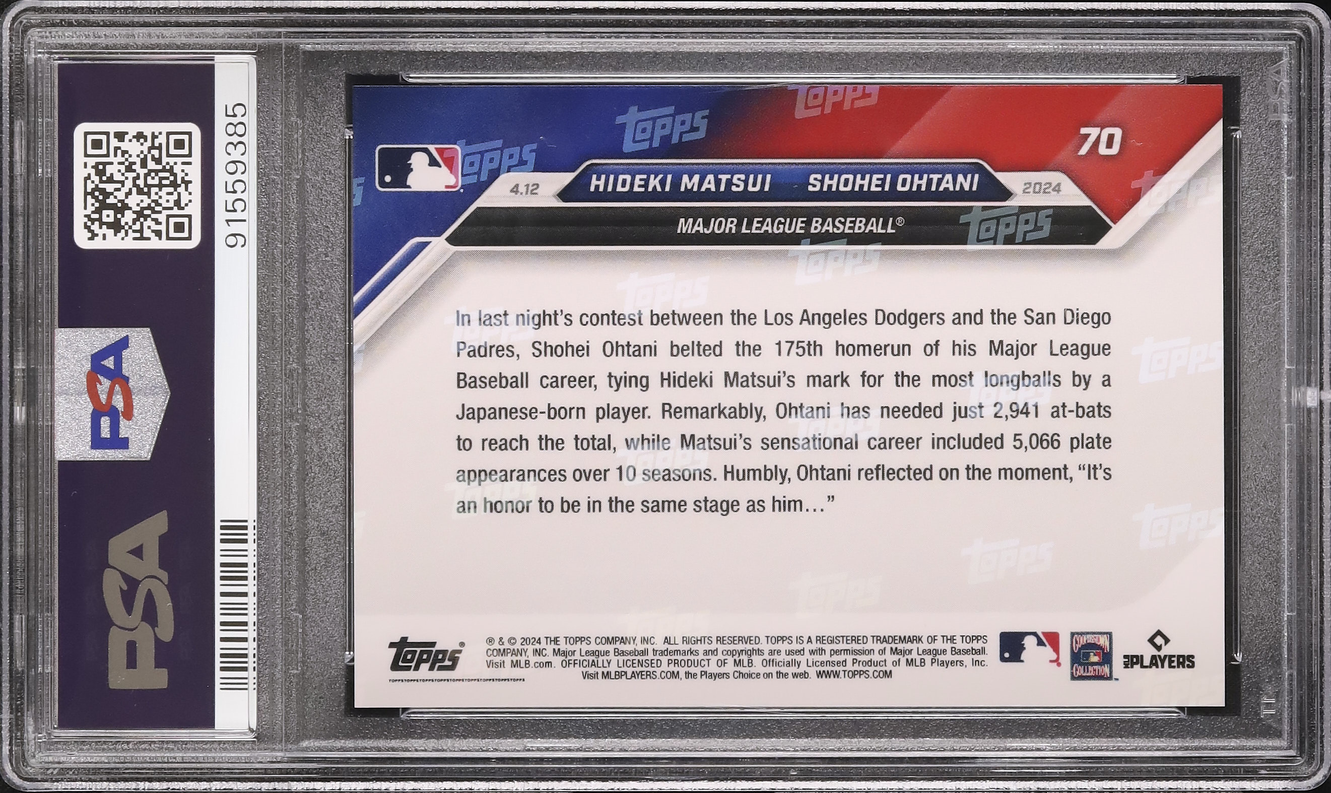 2024 松井秀喜/大谷翔平 PSA 10 - カルドバ