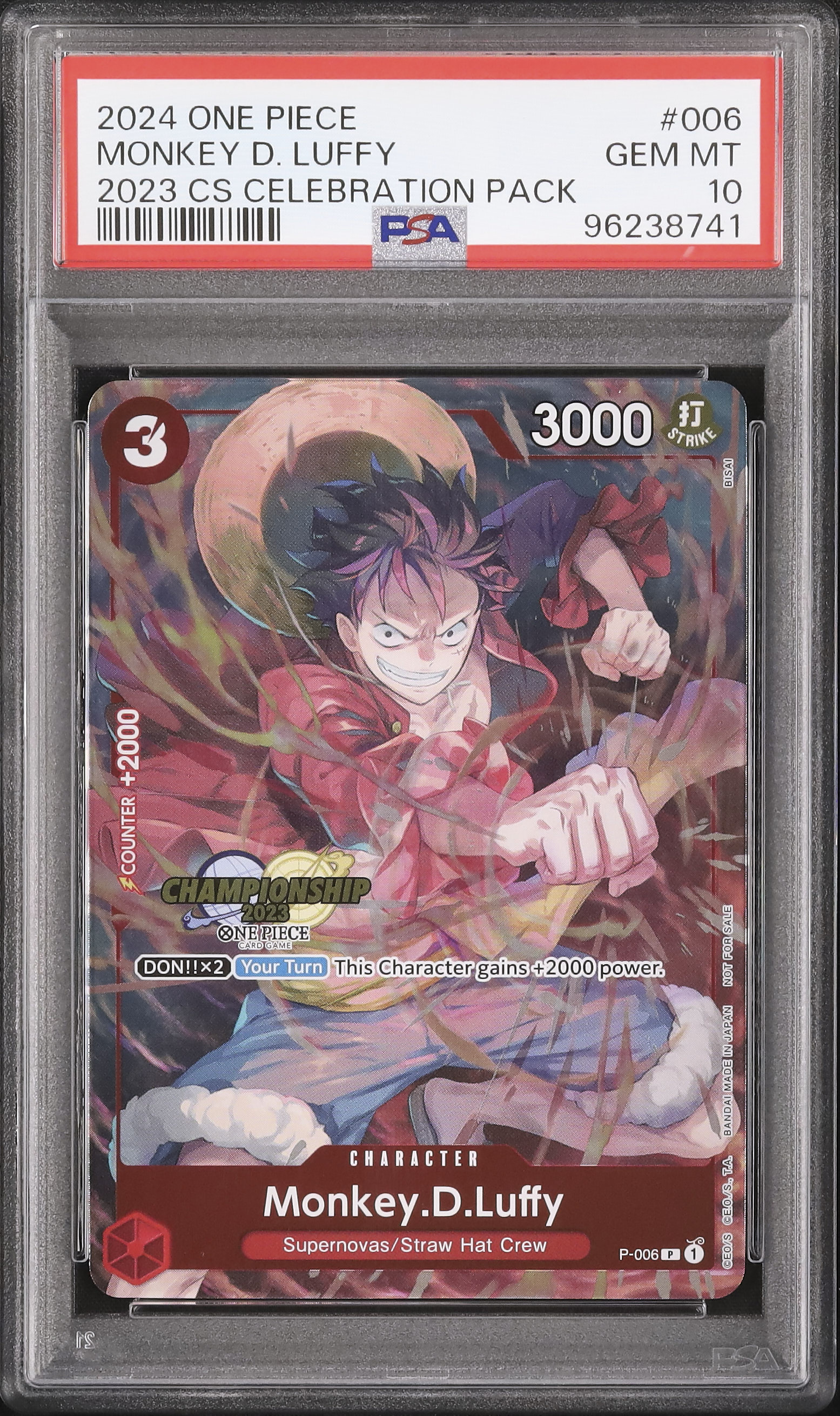 2024 DEPA! モンキー・D・ルフィ  
GEM MT ONE PIECE 2024 モンキー・D・ルフィ PSA 10 - カルドバ