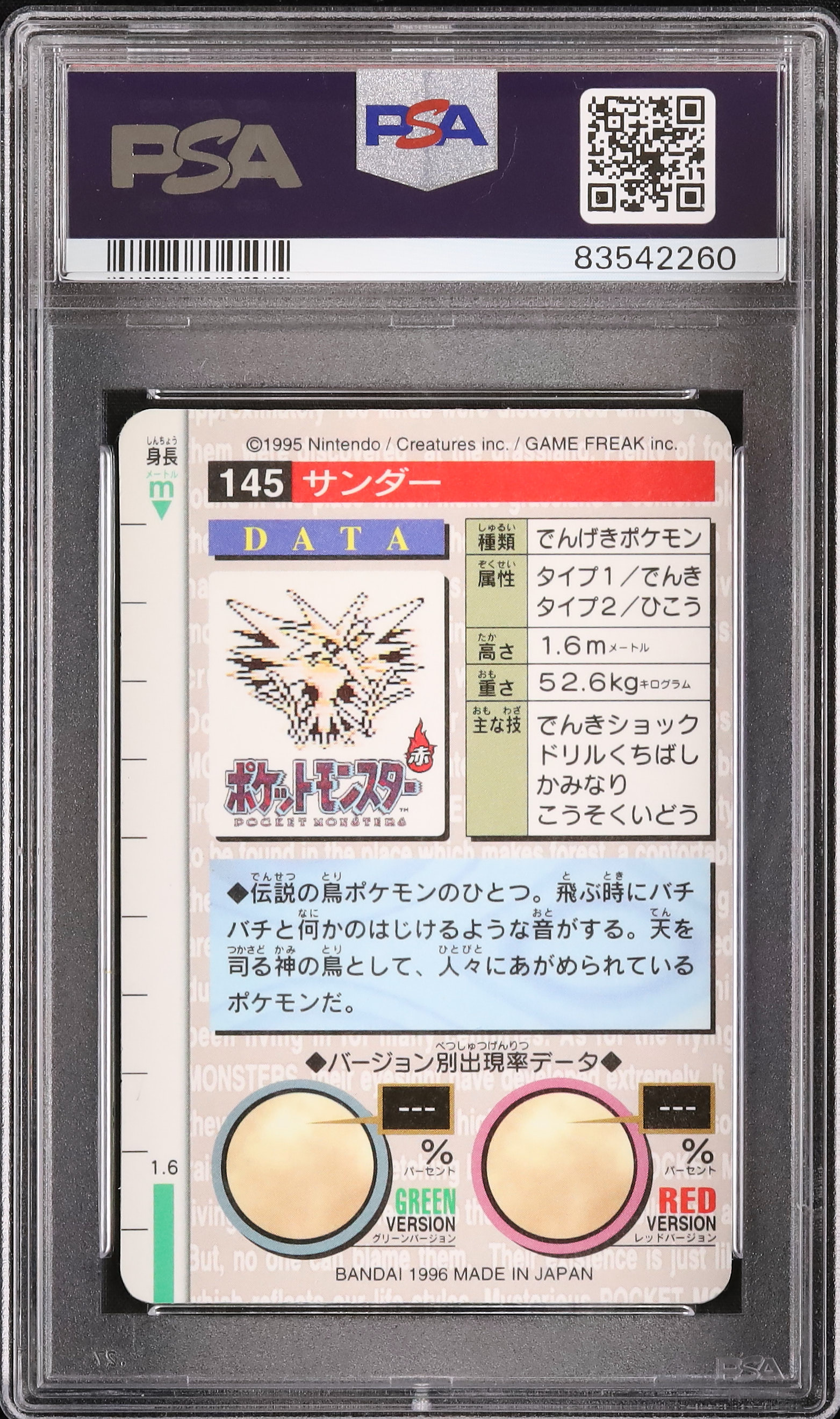 1996 サンダー PSA 9 プリズム - カルドバ