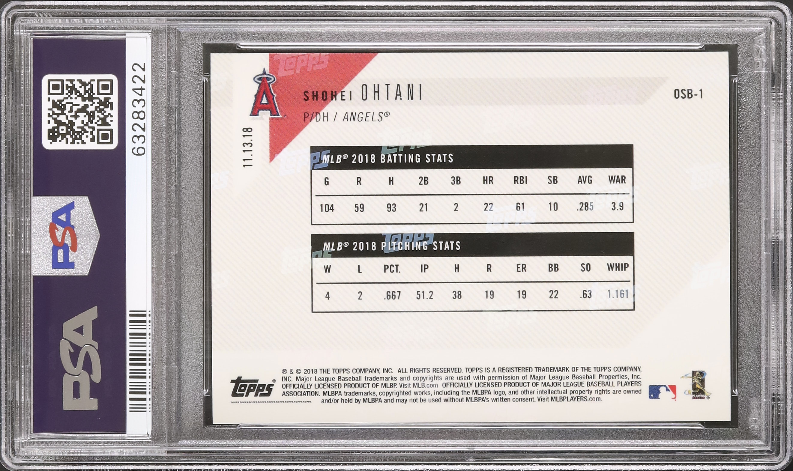 2018 大谷翔平 PSA 10 RC - カルドバ