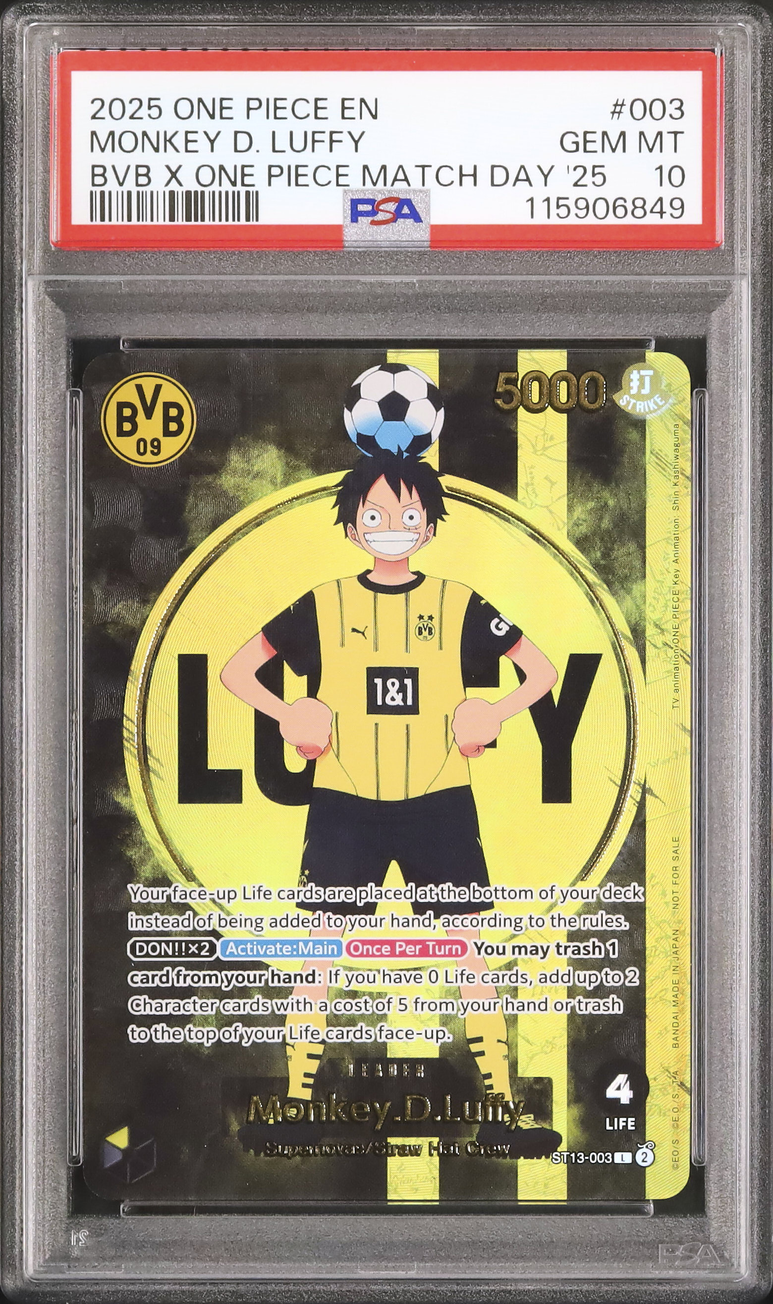 2025 Monkey D. Luffy PSA 10 Alternate Art - Cardova Japan