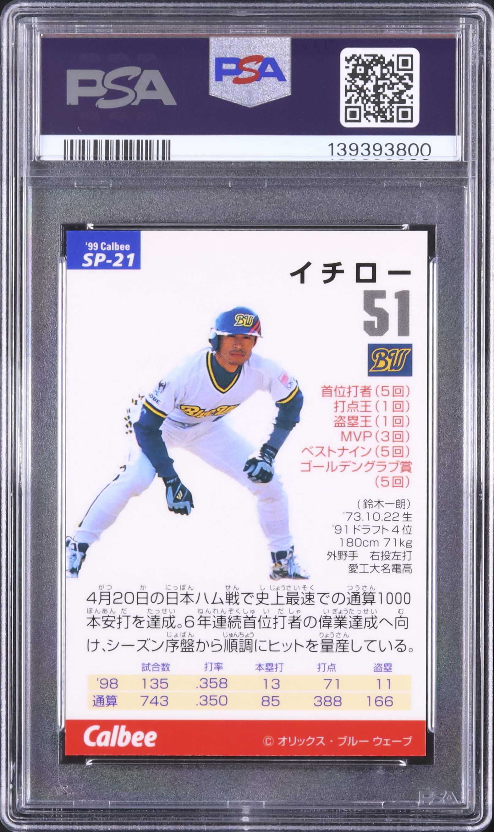 1999 イチロー PSA 9 - カルドバ