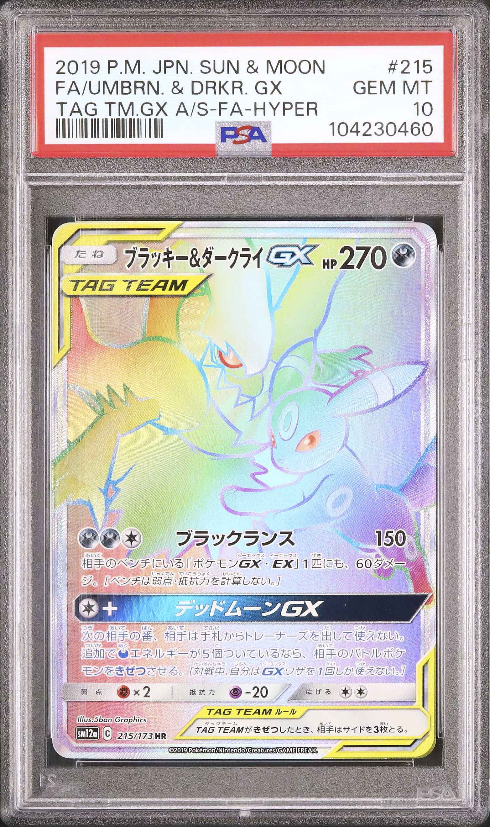 2019 ブラッキー&ダークライGX PSA 10 フルアート - カルドバ