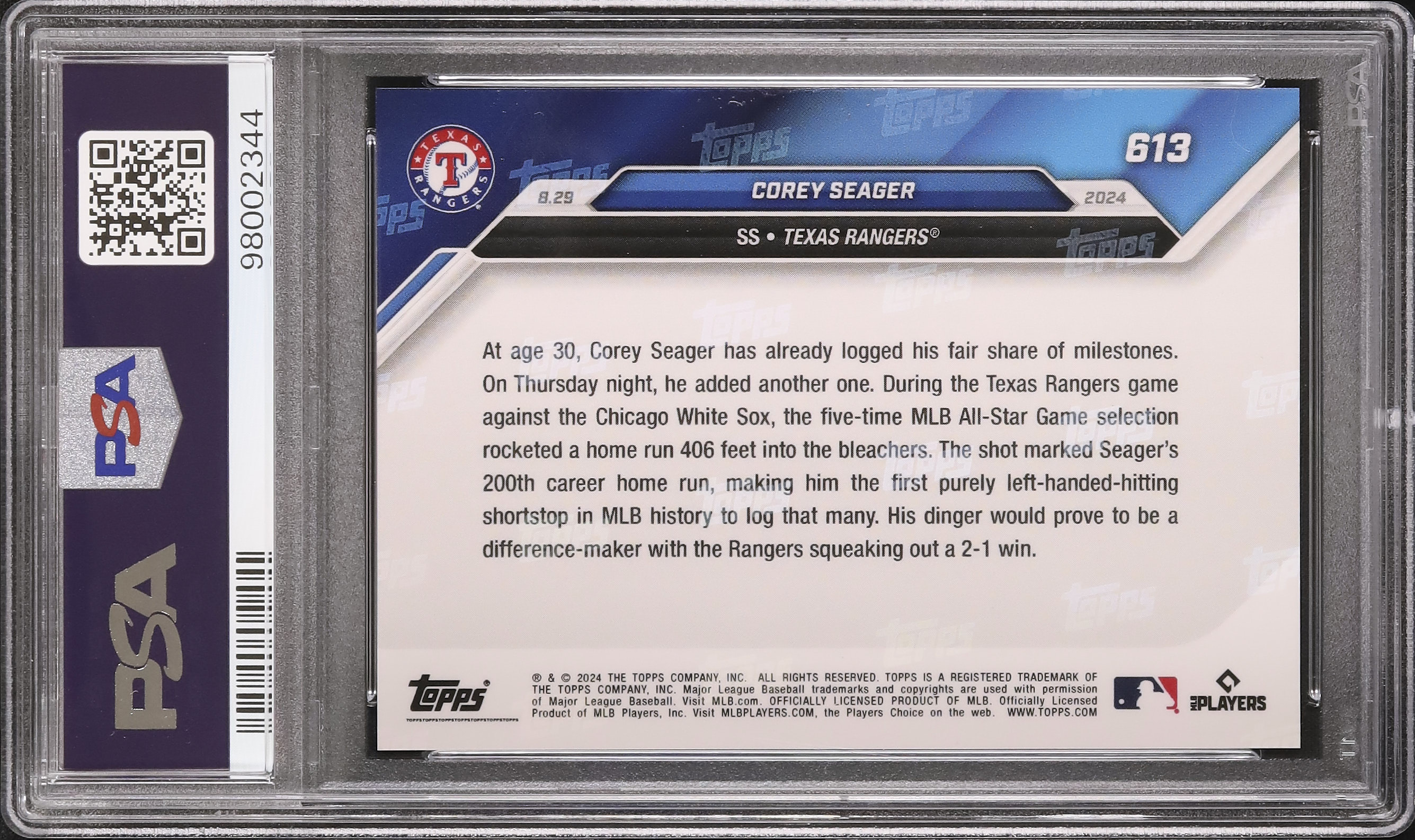 2024 Corey Seager PSA 10 - Cardova Japan
