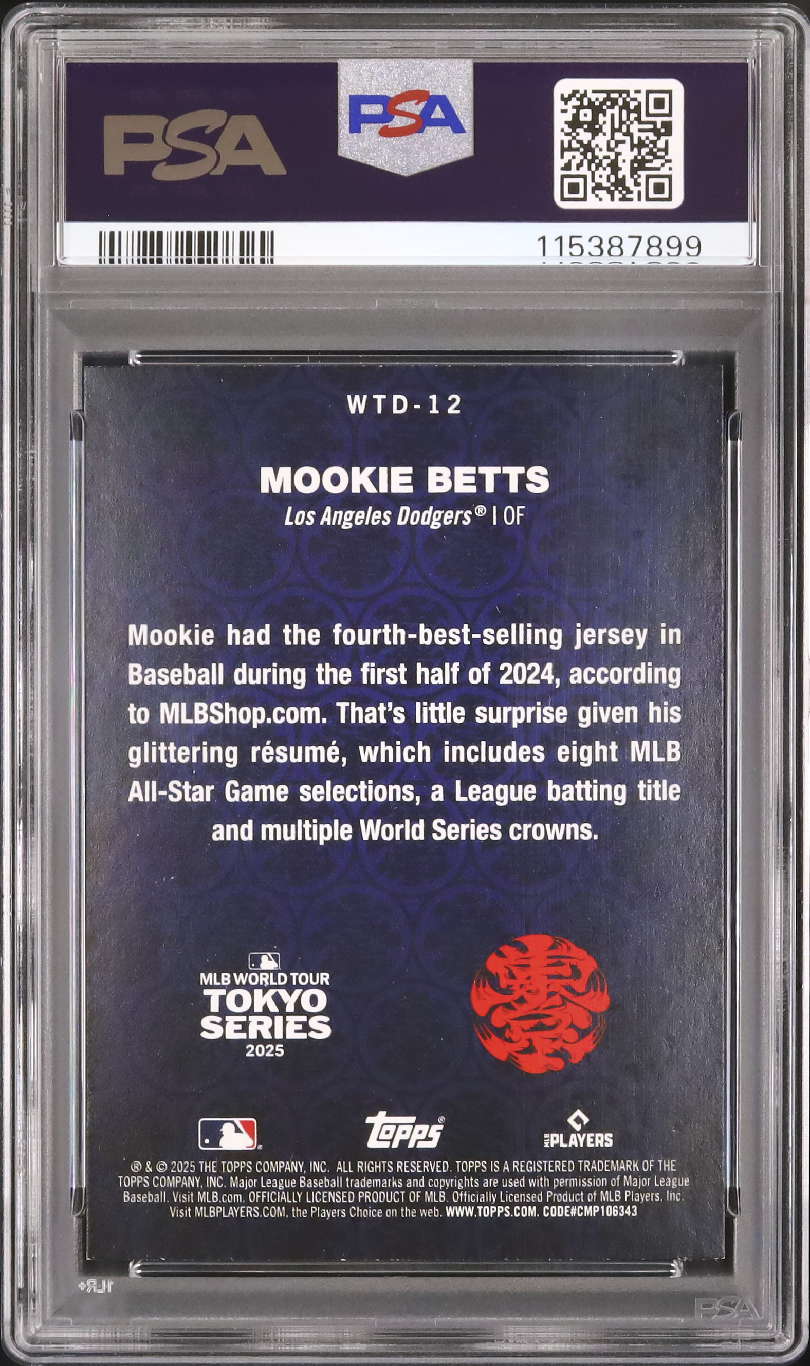 topps MLB 2025 TOKYO SERIES ムーキー・ベッツ 2025 ムーキー・ベッツ PSA 10 - カルドバ