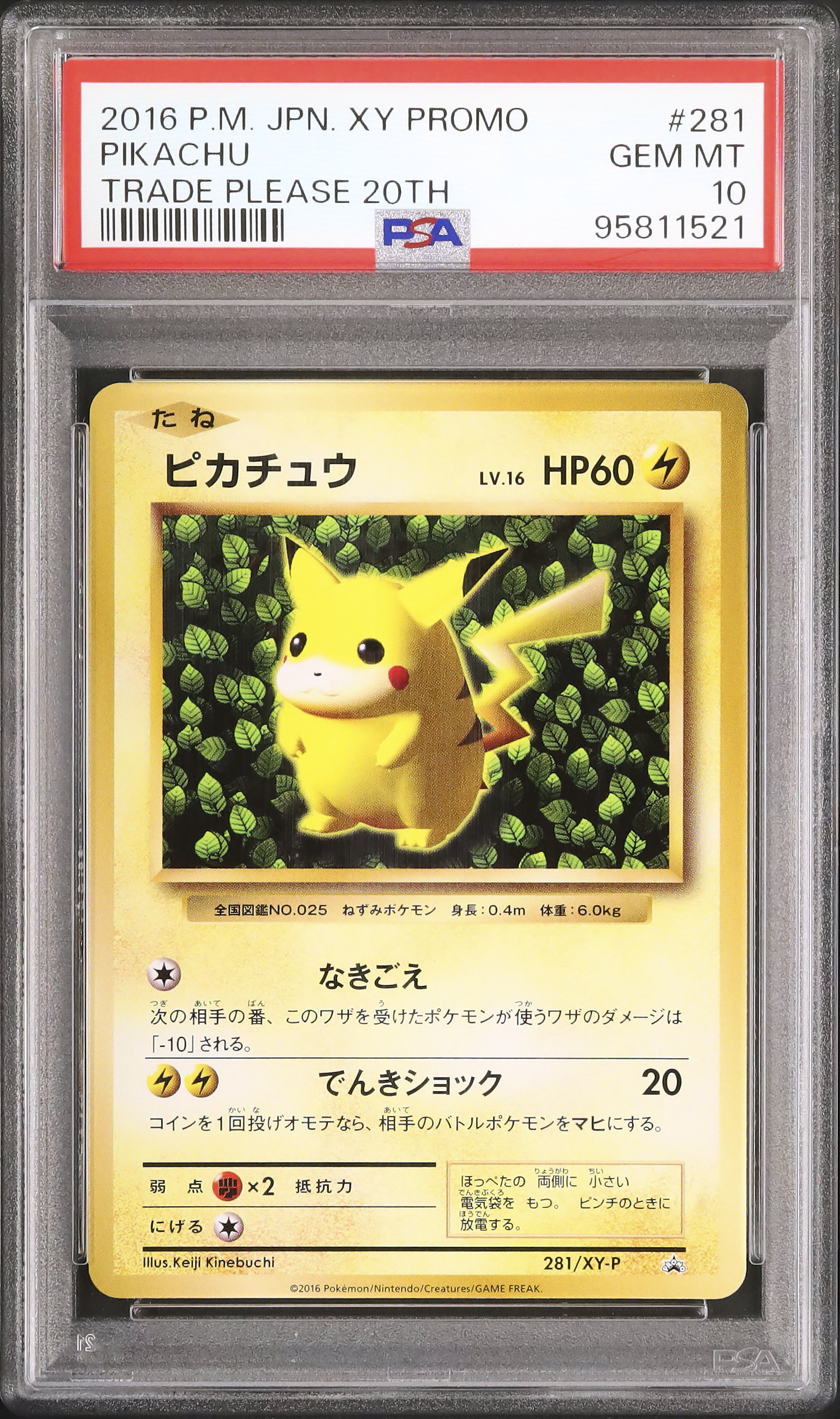 ピカチュウ 281/XY プロモ PSA10 ピカチュウ 281/XY プロモ PSA10