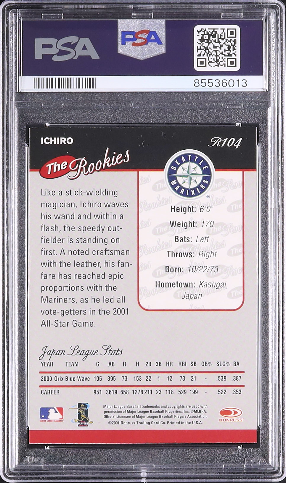 2001 イチロー PSA 9 RC - カルドバ