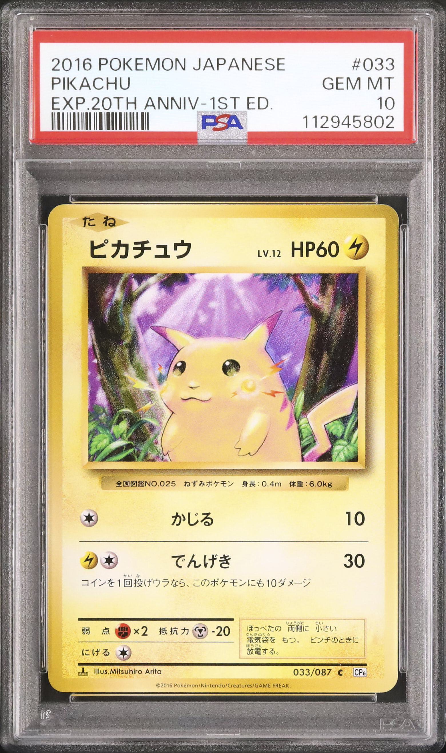 【PSA10】2016年 ピカチュウEX PSA10 20周年記念 PSA 10 鑑定品 ポケモンカード 2016年 ピカチュウ EX 20周年