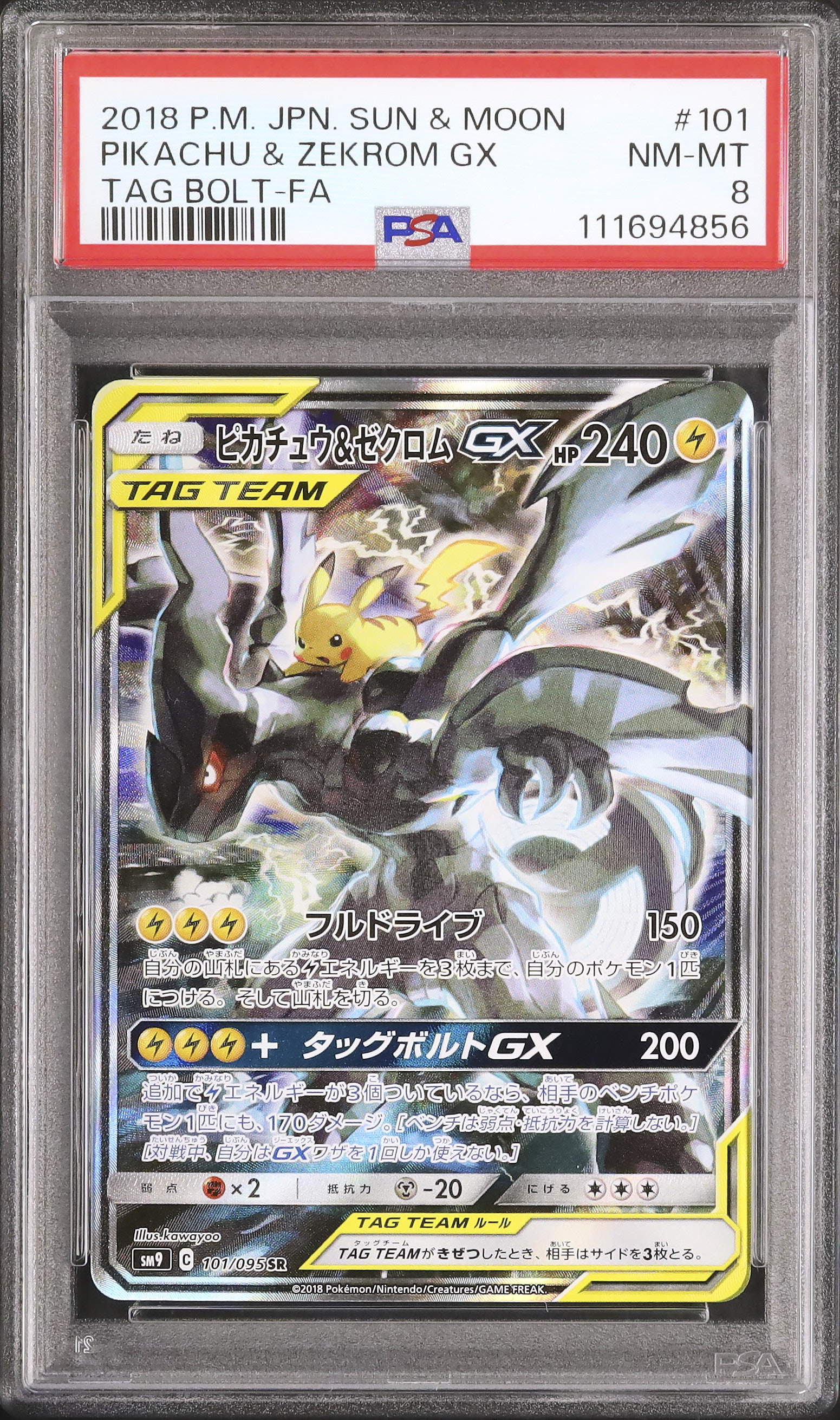 2018 ピカチュウ&ゼクロムGX PSA 8 スペシャルアート - カルドバ