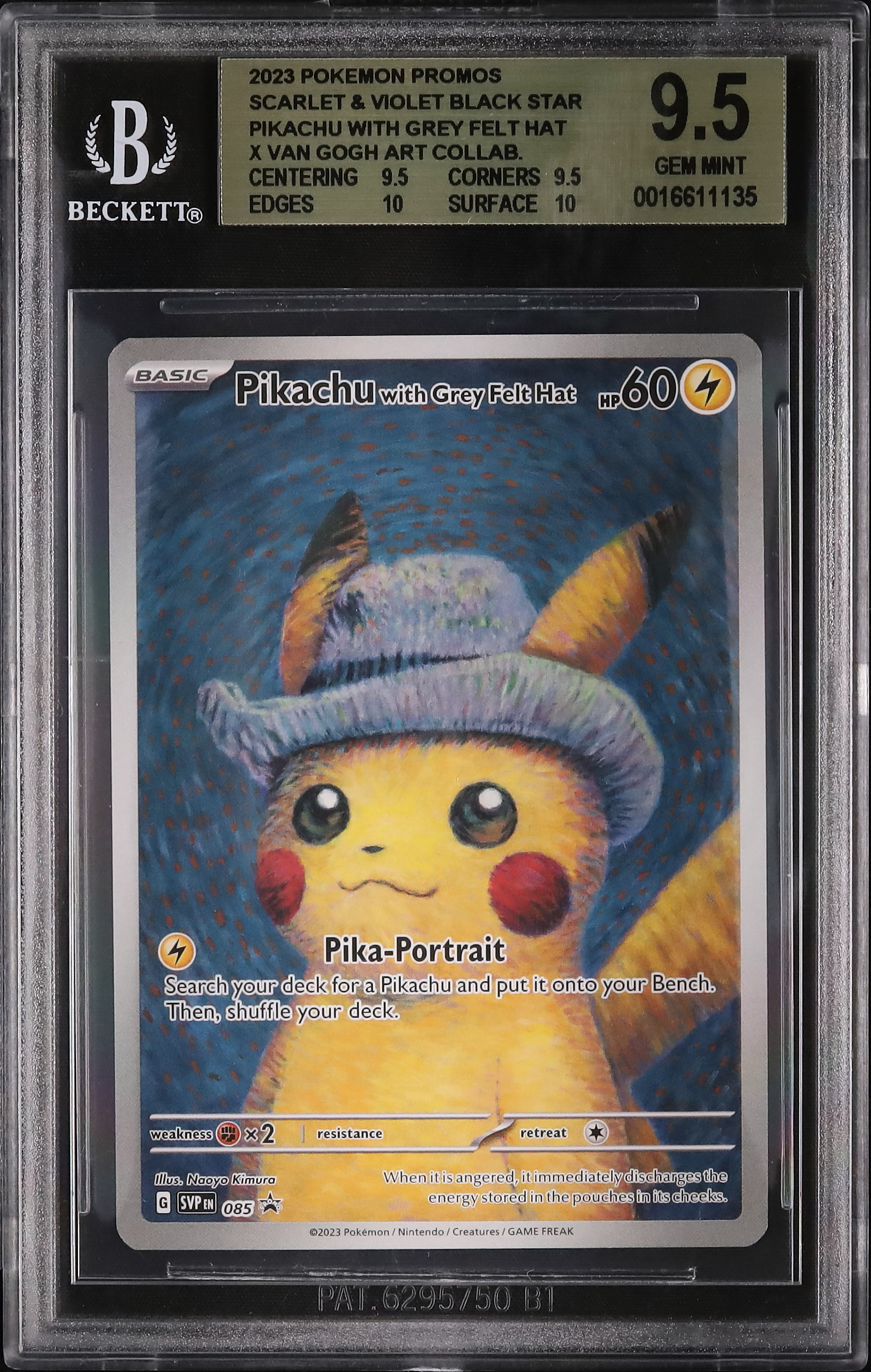 2023 Pikachu with Grey Felt Hat BGS 9.5 Full Art - カルドバ