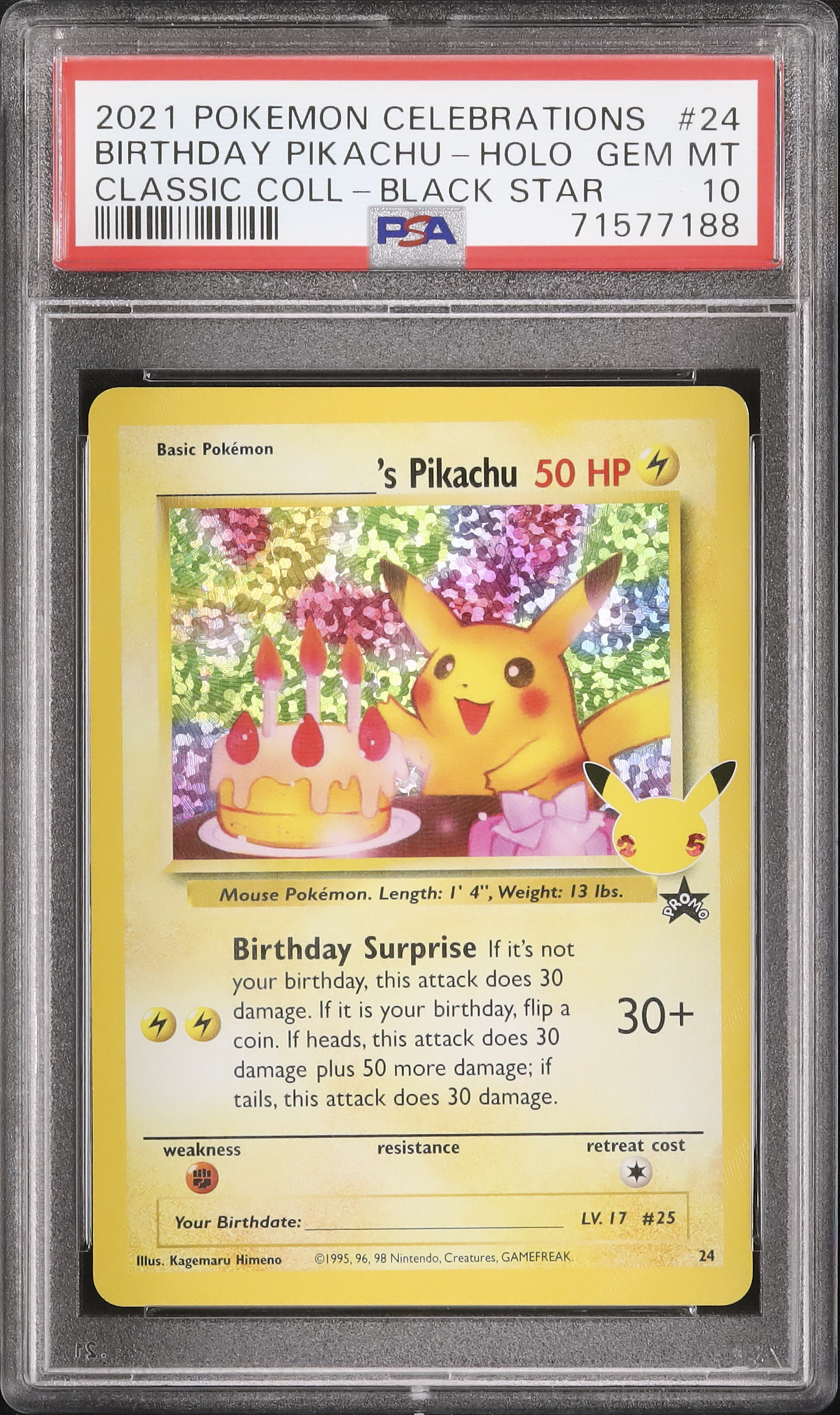 2021 Birthday Pikachu PSA 10 
