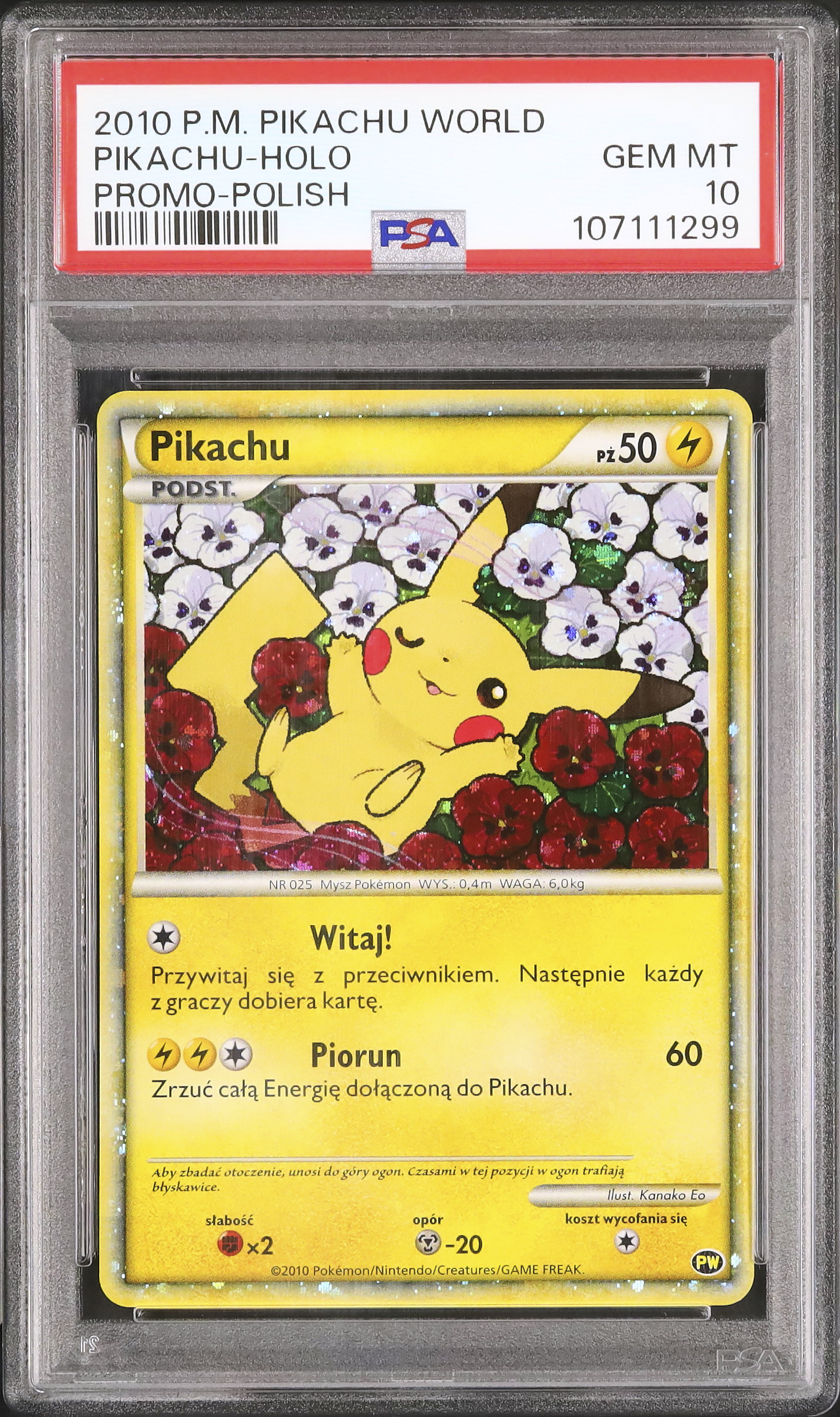 2010 Pikachu PSA 10 Holo - Cardova Japan