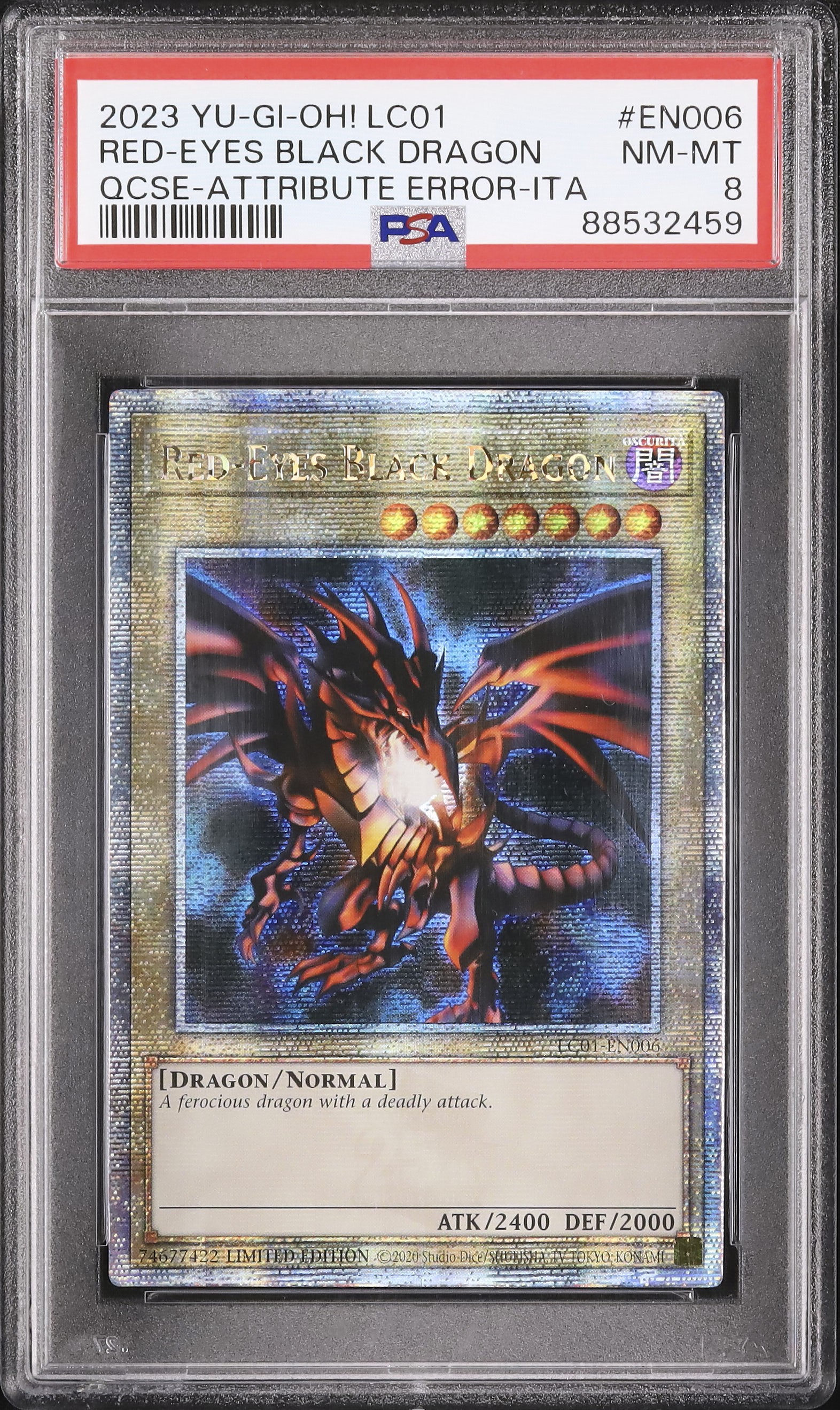 2023 Red-Eyes Black Dragon PSA 8 Attribute Error(Italian