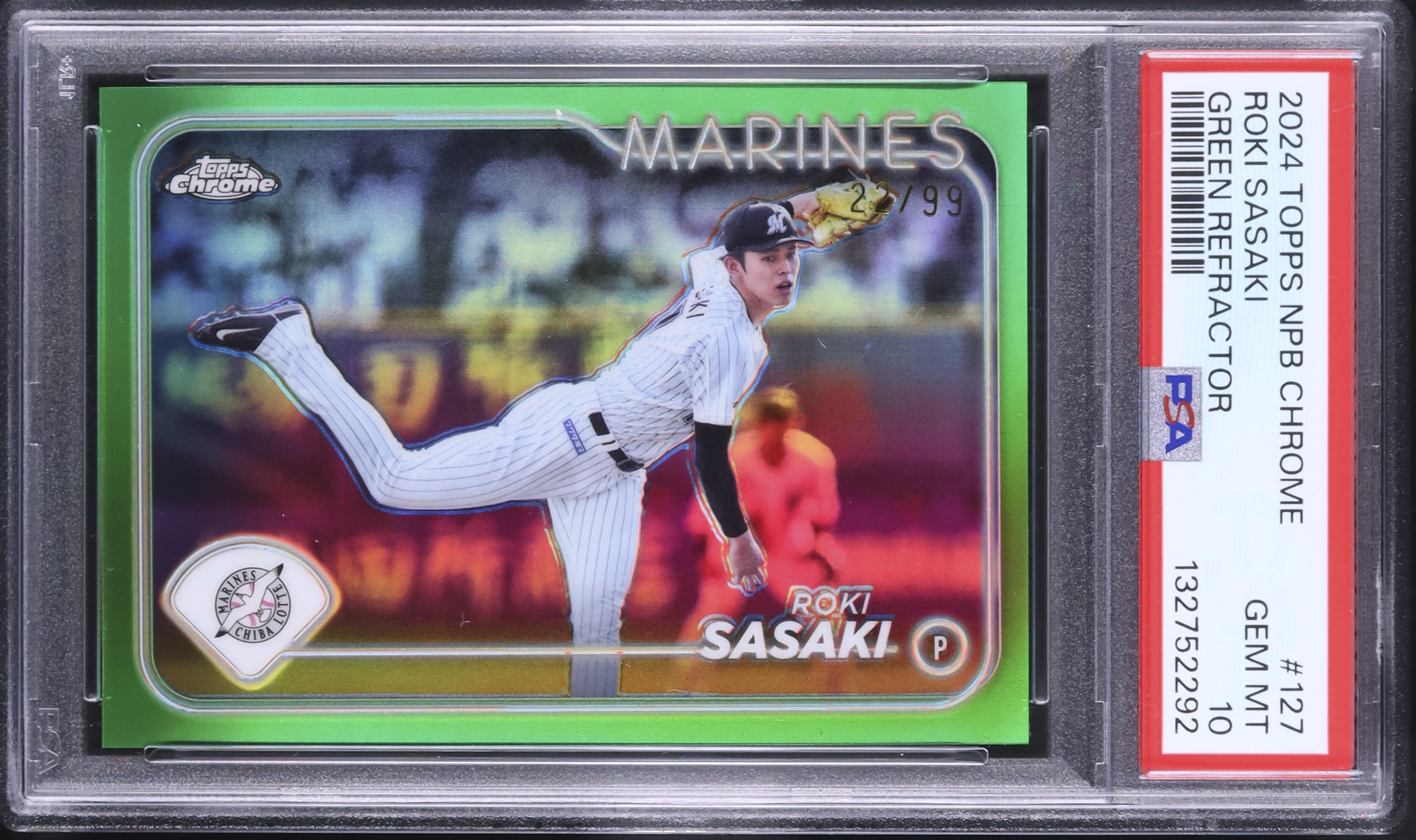 2024 佐々木朗希 PSA 10 グリーン リフラクター シリアル - カルドバ
