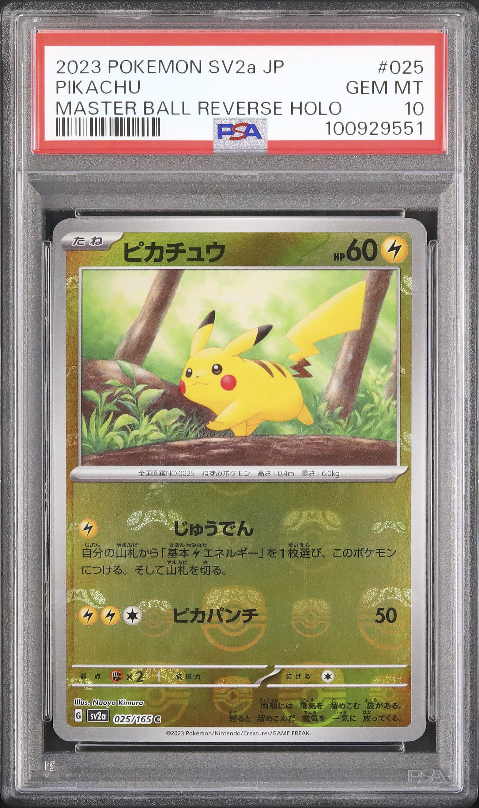 2023 ピカチュウ マスターボール　psa10 ポケカ　ミラー 2023 ピカチュウ PSA 10 マスターボールミラー - カルドバ