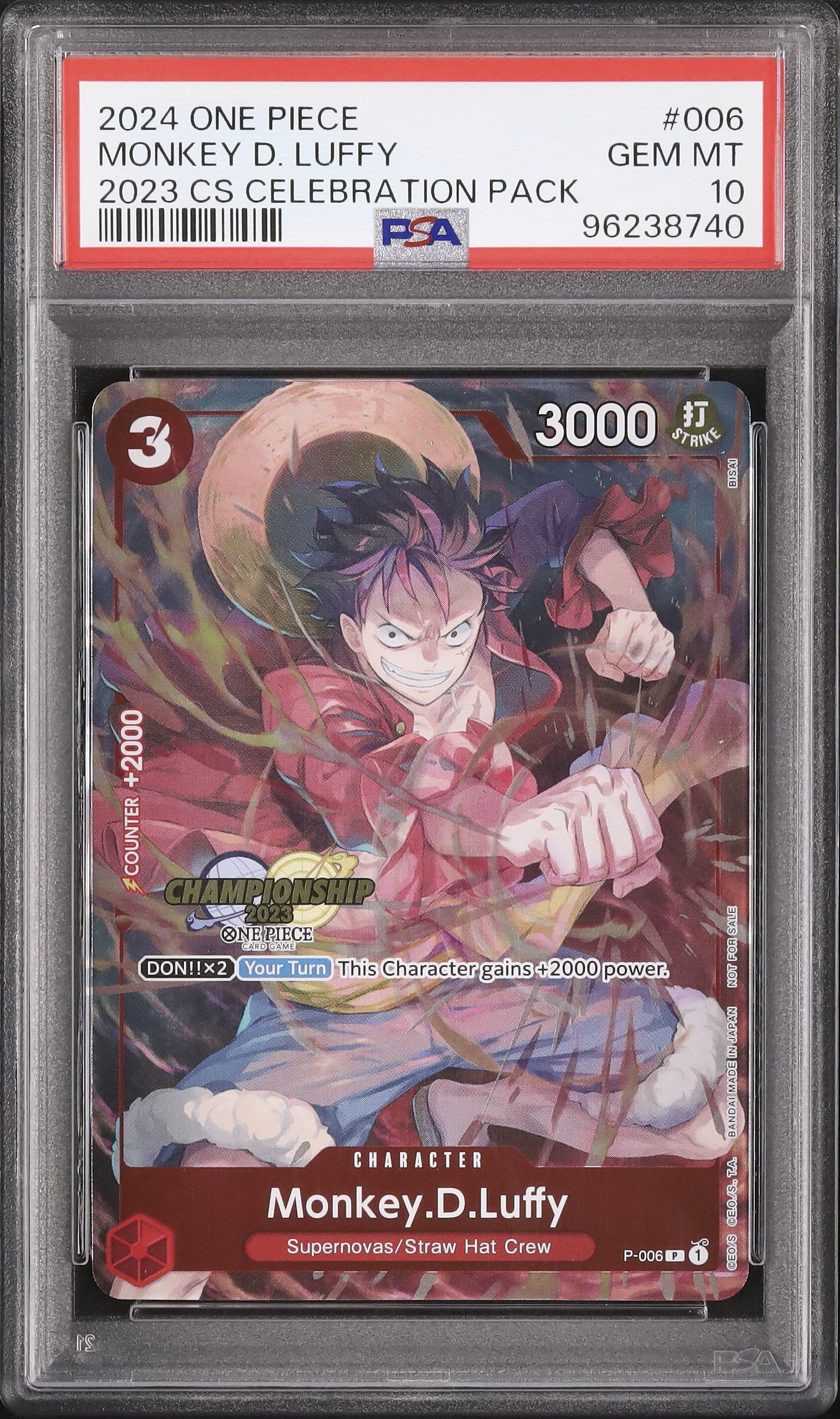 2024 ワンピース カード モンキー・D・ルフィ #006 PSA10